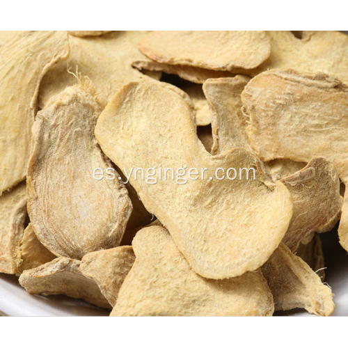 Rodajas de jengibre seco tostado con alto contenido de gingerol